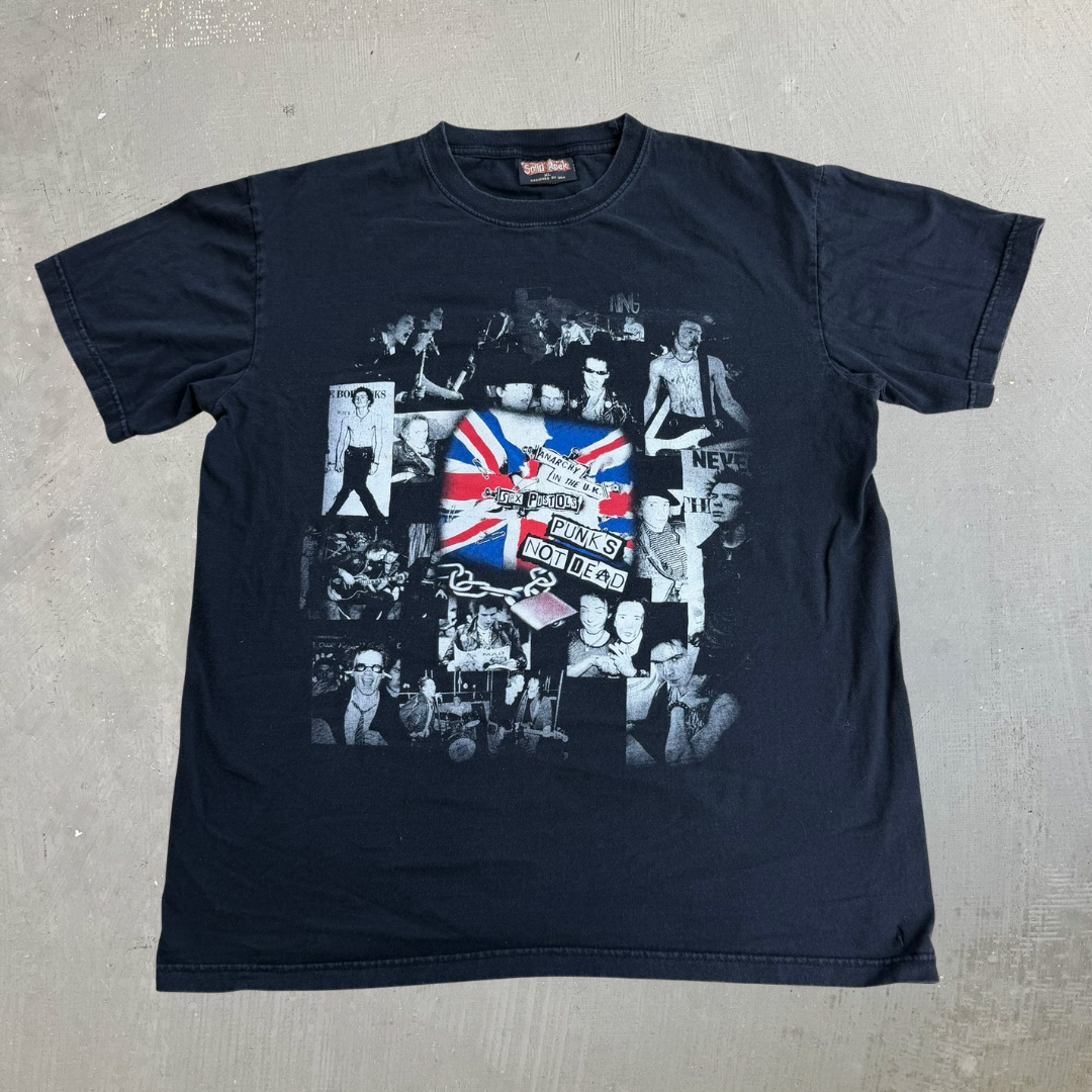 J- Vintage 90s Sex Pistols Anarchy In The UK Punk's Not Dead Graphic Tee - XL