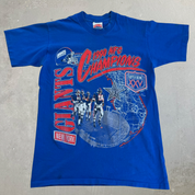 J- Vintage '90 New York Giants NFL NFC Champions Graphic Nutmeg Made In USA Single Stitch Tee - M