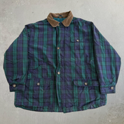 J- Vintage 90s Gap Black Watch Plaid Hunting Jacket - M