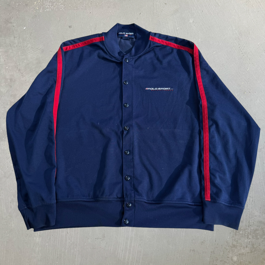 Vintage 90s Polo Sports RL Snap Front Track Jacket - L