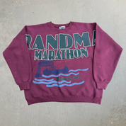Vintage 90s Lee Made In USA Duluth MN Grandma's Marathon Jumbo Print Text & Graphic Crewneck - L