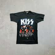 F- Vintage '89 Kiss Live Tour Picture Backstage Pass Tag Single Stitch Tee