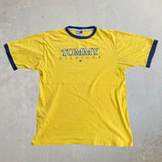J- Vintage Tommy Hilfiger Puff Text Graphic Ringer Tee - XL