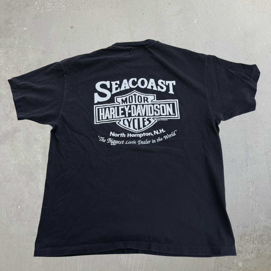J- Vintage '95 Harley Davidson North Hampton V-Twin Tradition Graphic Single Stitch Tee - XL