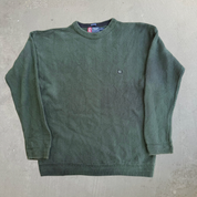 J- Vintage Chaps RL Embroidered Logo Dark Green Knit Sweater - S