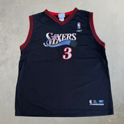 J- Vintage 90s Philadelphia 76ers Allen Iverson NBA Reebok Basketball Jersey - Youth XL (fits M)