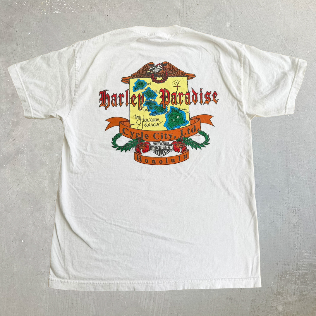 J- Vintage '98 Harley Davidson Honolulu Hawaii Graphic Tee - L