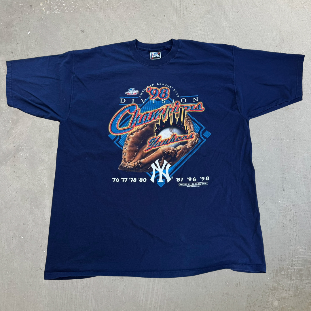 J- Vintage '98 New York Yankees MLB AL East Champions Official Clubhouse Pro Player Tag Tee - 2XL