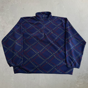 J- Vintage Nautica Made In USA Pattern Quarter Zip Polar Fleece - 2XL