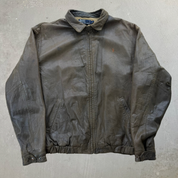 J- Vintage Polo Ralph Lauren Zip Up Leather Jacket - XL