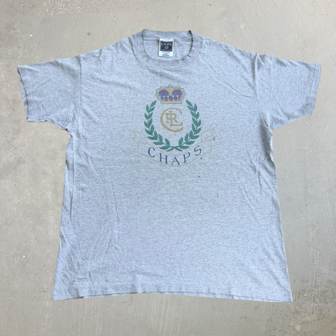 J- Vintage Ralph Lauren Chaps Graphic Made In USA Single Stitch Tee - L