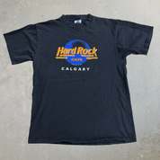 J- Vintage '89 Hard Rock Cafe Calgary Text Graphic Tee - L