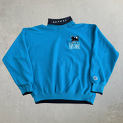 Vintage 90s San Jose Sharks NHL Embroidered Logo & Text Made In USA Turtle Neck Crewneck - M