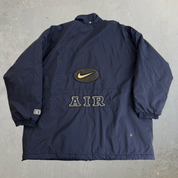 J- Vintage 90s Nike Air Embroidered Swoosh & Text Quilt Lined Zip Up Winter Jacket - XL