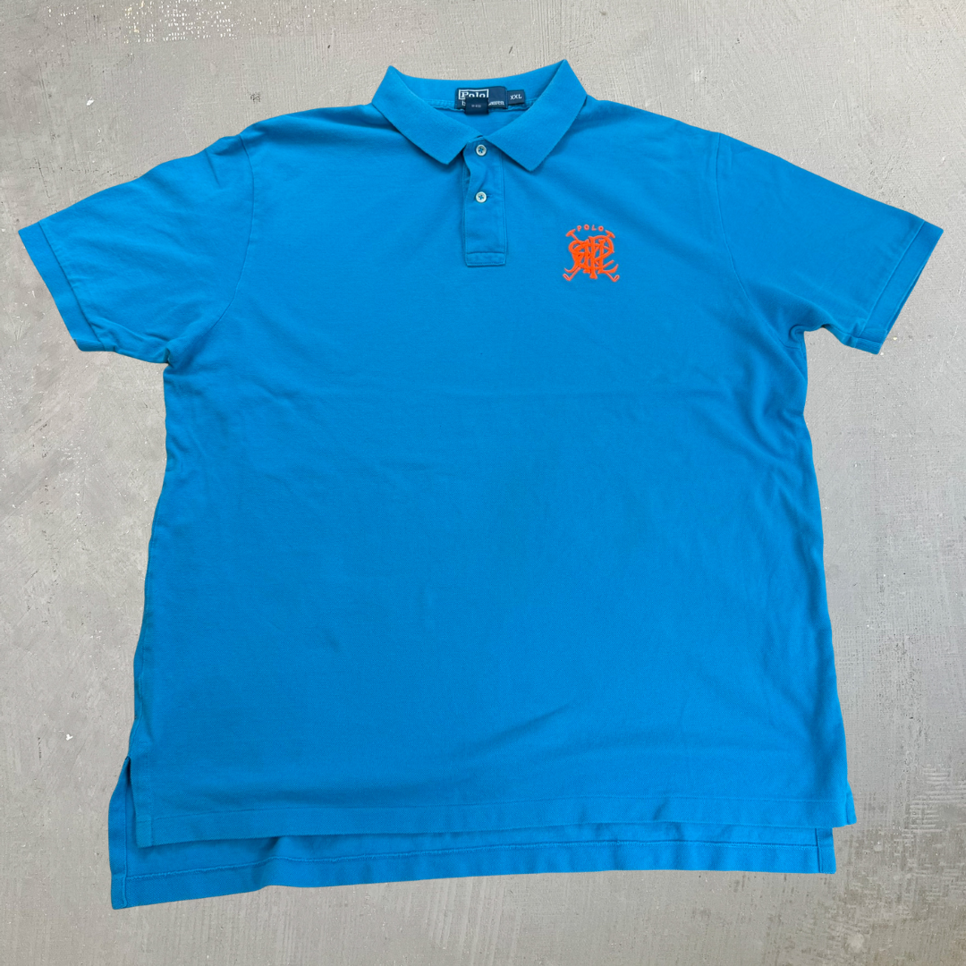 J- Vintage Polo Ralph Lauren Embroidered Logo Polo Shirt - 2XL