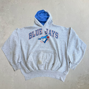 J- Vintage '92 Toronto Blue Jays Logo & Text Made In Canada Hoodie - XL