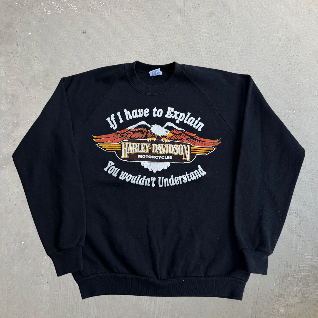 J- Vintage Harley Davidson 90s Manchester New Hampshire Graphic Made In USA Crewneck - L (fits M)