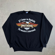 J- Vintage Harley Davidson 90s Manchester New Hampshire Graphic Made In USA Crewneck - L (fits M)