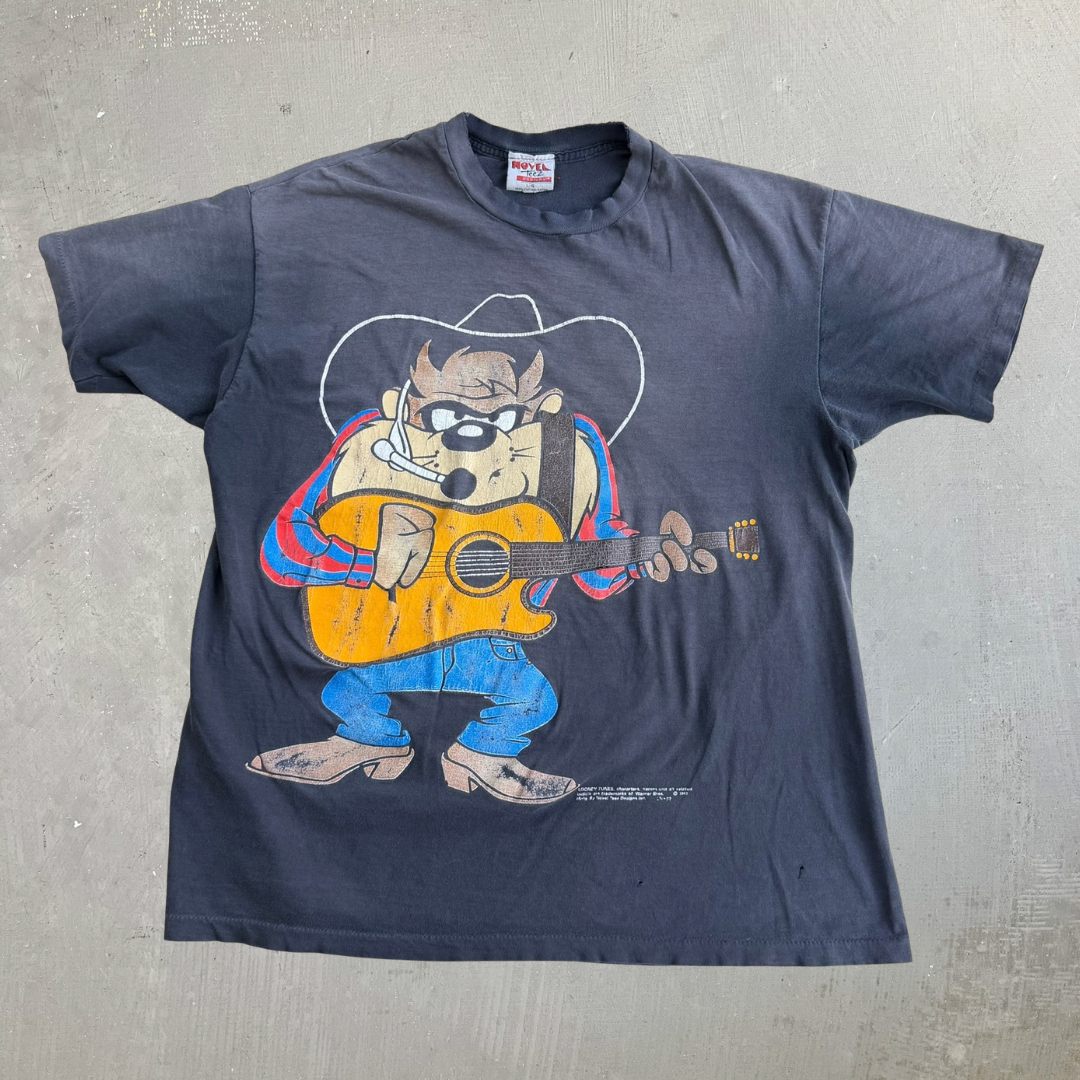 Vintage '93 Looney Tunes Taz Devil Country Singer Graphic Made In Canada Single Stitch Tee - L