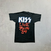 F- Vintage '89 Kiss Live Tour Picture Backstage Pass Tag Single Stitch Tee
