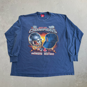 J- Vintage '04 Boston Red Sox New England Patriots NFL City Of Champions Graphic Long Sleeve Tee - L