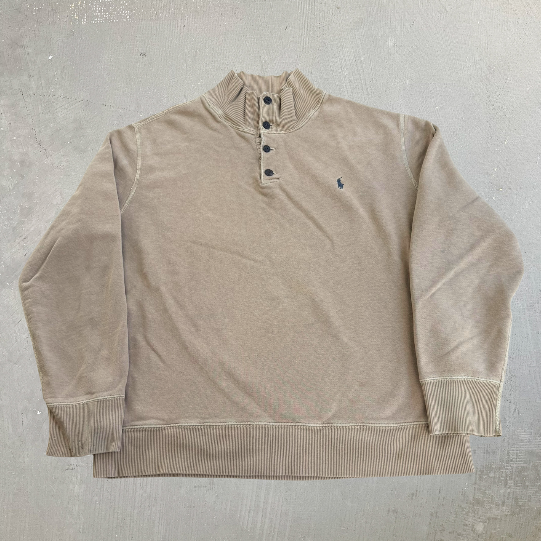 J- Vintage Polo RL Embroidered Henley Crewneck - 2XL