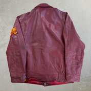Vintage '76 Hanna Kinsman Hockey Maroon Red Made In Canada Leather Jacket - M/L