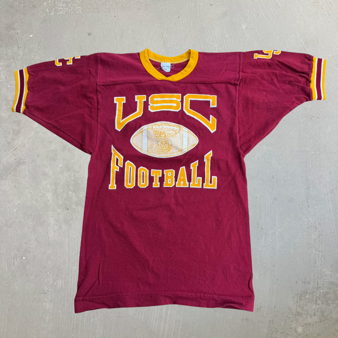 J- Vintage University Of Southern California Trojans Football Made In USA Jersey Style Tee - M