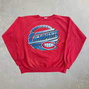J- Vintage '91 Montreal Canadiens NHL Logo Graphic Crewneck - L
