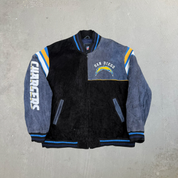 F- San Diego Chargers NFL Embroidered Logo Suede Jacket