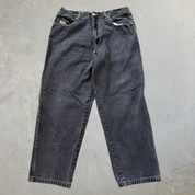 Vintage Exco Jeans Logo Faded Black Wide Leg Jeans - 35x29