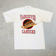 J- Vintage '94 Vancouver Canucks NHL Logo & Text Graphic Single Stitch Tee - M