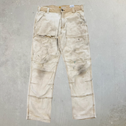 Vintage Carhartt Canvas Beige/Khaki Double Knee Workwear Pants - 32x28