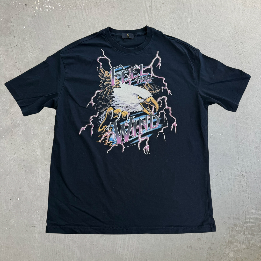 J- Vintage Feel The Wind Eagle & Thunder Graphic Tee - L