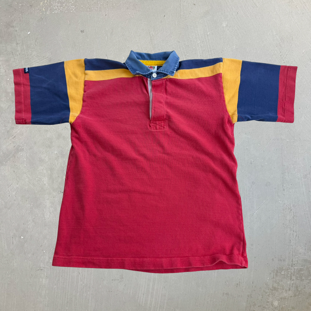 J- Vintage Barbarian Rugbywear Red Short Sleeve Rugby Shirt - M