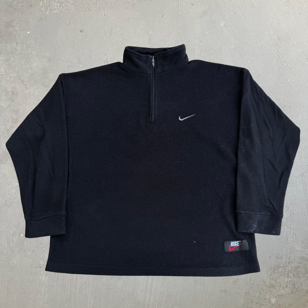 Vintage Nike Embroidered Swoosh Quarter Zip Polar Fleece - M