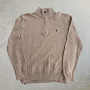 J- Vintage Polo RL Embroidered Logo Quarter Zip Knit Sweater - S