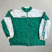 J- Vintage 90s Diadora Soccer Embroidered Text Zip Up Lightweight Jacket - XL