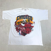J- Vintage Chicago Bulls NBA Graphic Made In USA Single Stitch Tee - 2XL