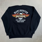 J- Vintage Harley Davidson 90s Manchester New Hampshire Graphic Made In USA Crewneck - L (fits M)