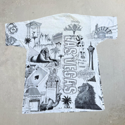 J- Vintage Las Vegas Hotels & Casino All Over Print Graphic Single Stitch Tee - L