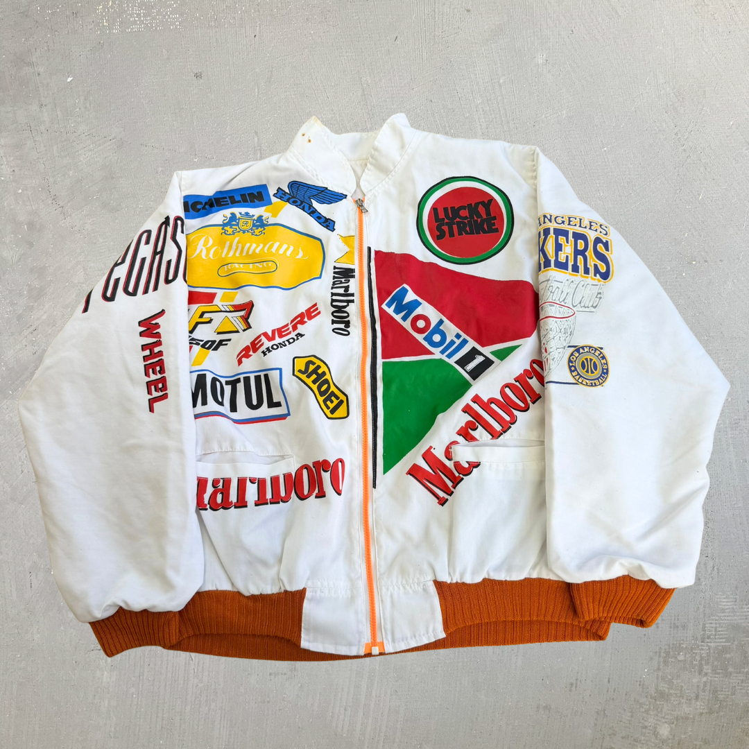 J- Vintage Aprilia Motorcycles Lightweight Bomber Jacket - L