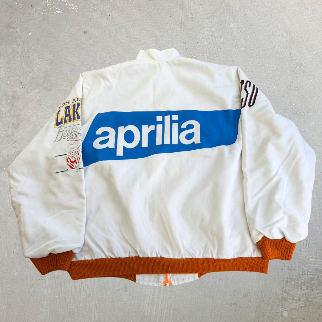 J- Vintage Aprilia Motorcycles Lightweight Bomber Jacket - L