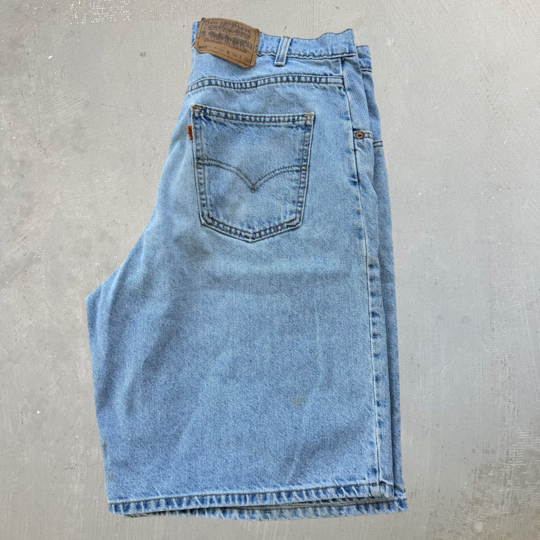 J- Vintage Levi's Orange Tab 565 Made In USA Wide Leg Baggy Jorts - 36 waist 10.5 inseam