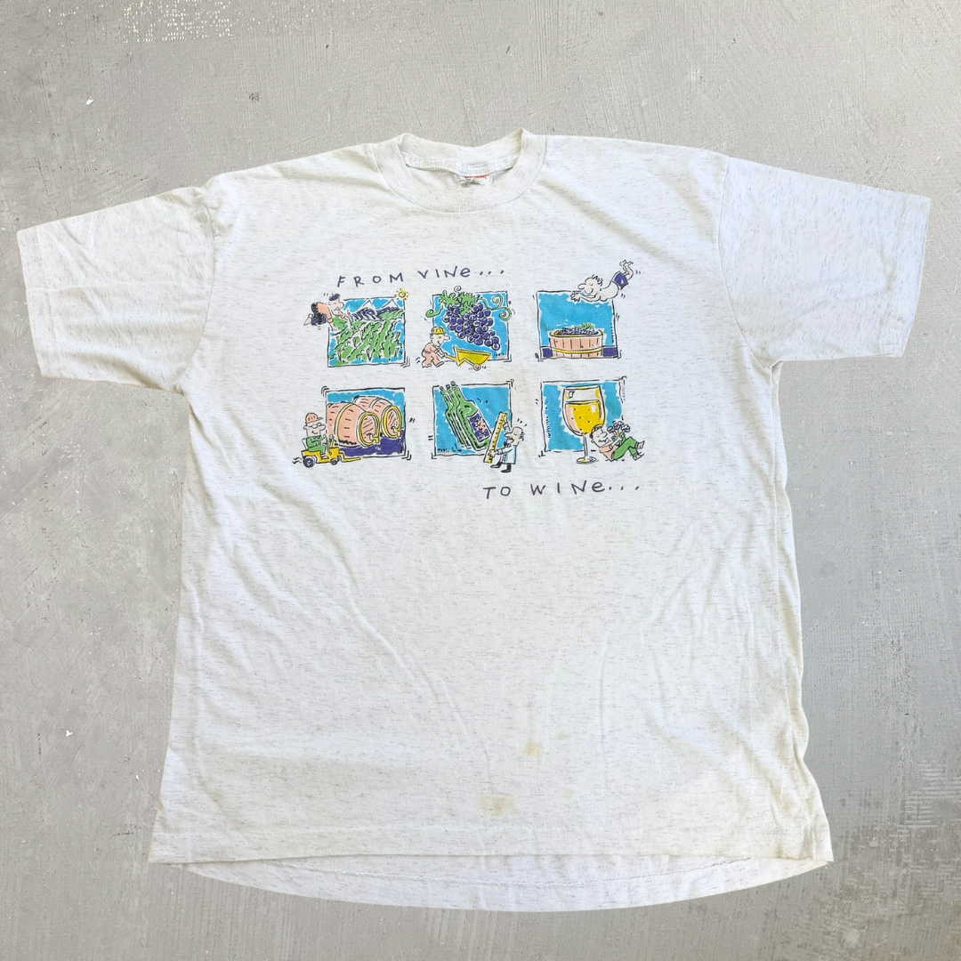 J- Vintage From Vine To Wine Graphic Single Stitch Tee - XL