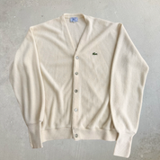 J- Vintage Lacoste IZOD Embroidered Crocodile Logo Cardigan Knit Sweater - L