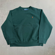 Vintage 90s Polo RL Embroidered Logo Foresr Green Crewneck - XL