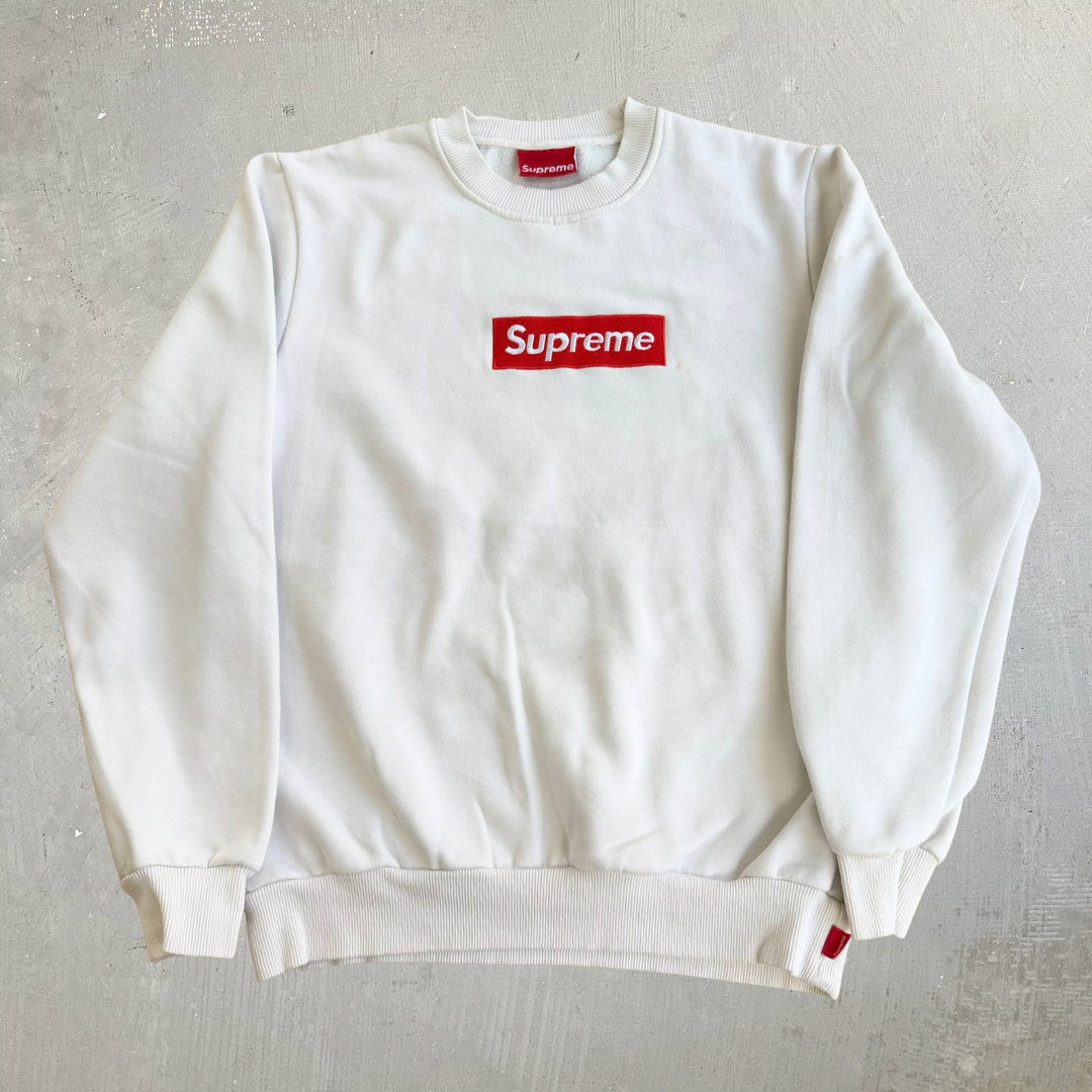 J- Bootleg Supreme Bogo White Crewneck - M