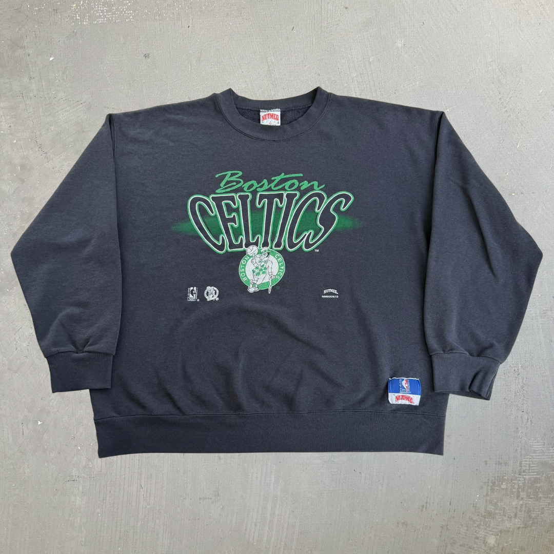 Vintage 90s Boston Celtics NBA Nutmeg Graphic Made In USA Crewneck - XL