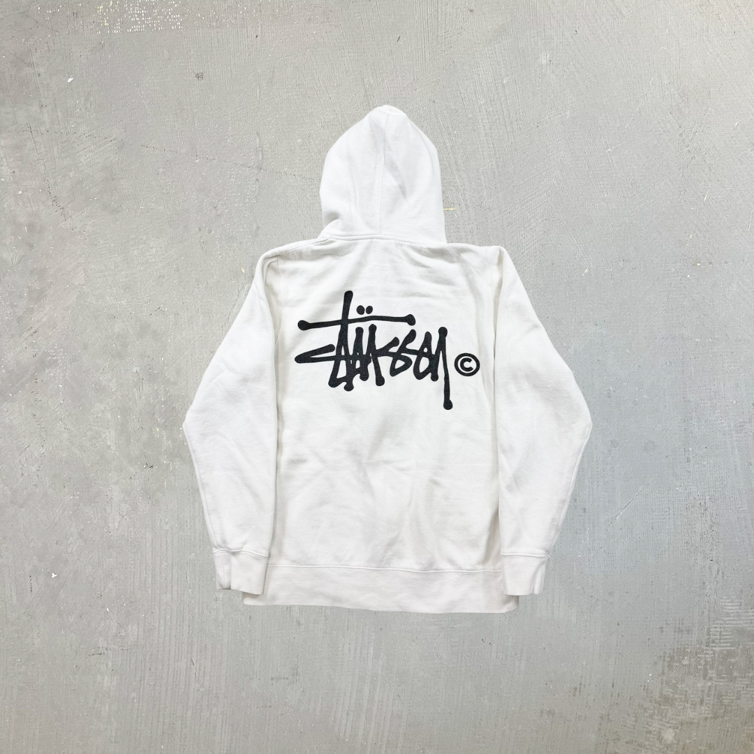 F- Vintage Stussy Text Made In USA Zip Up Hoodie